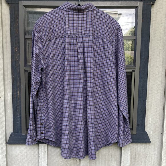 LL Bean Women's Plaid Flannel Shirt, Size XL, Blue Black Tan Cotton Pockets - Picture 8 of 11